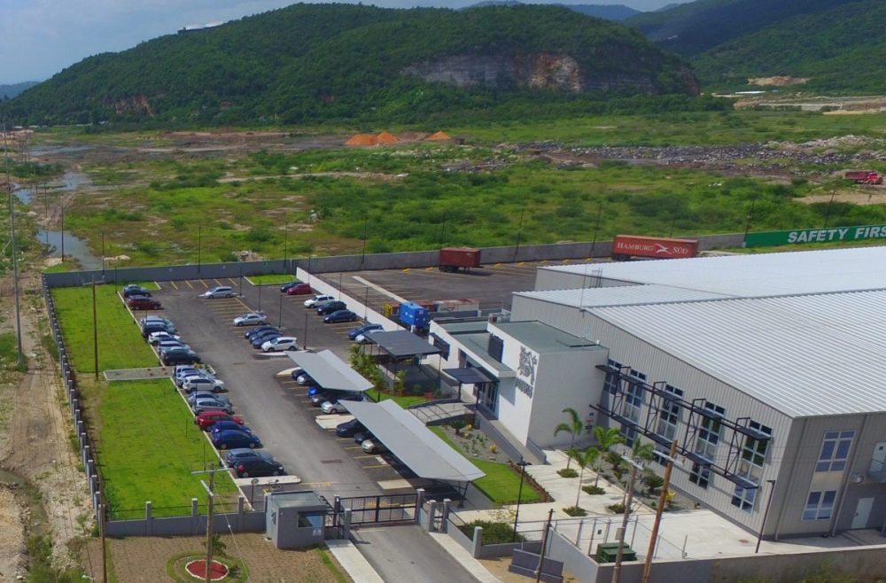 198x398 prefab commercial steel building distribution center, nestle, jamaica