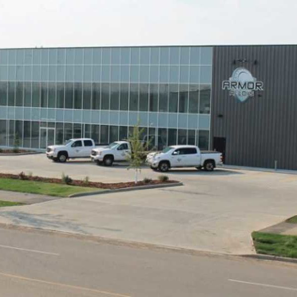 Commercial Steel Buildings for Armor Alloys Office. 240x100 Gray Steel Building located in Edmonto Alberta, Canada