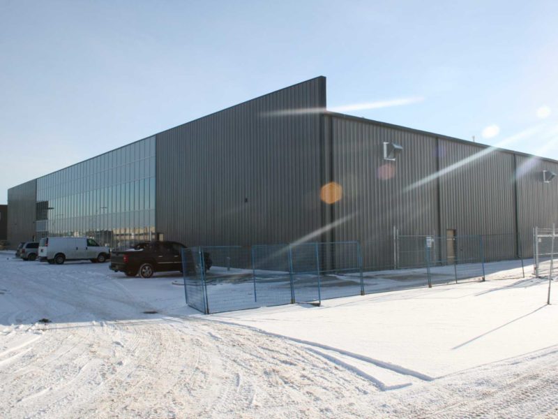 Commercial Steel Buildings for Armor Alloys Office. 240x100 Gray Steel Building located in Edmonto Alberta, Canada