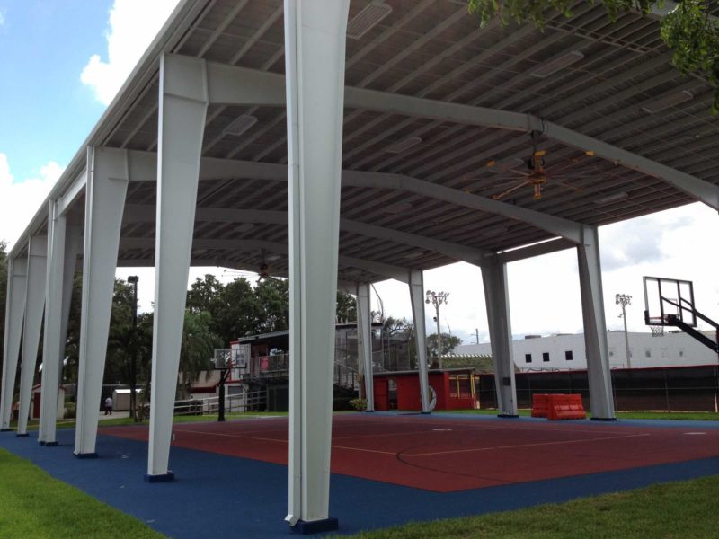 70x102, steel building airnasium, The Seminole Tribe of Florida, Howard Tiger Rec Center, recreational sports facility, White, Hollywood, Florida, United States