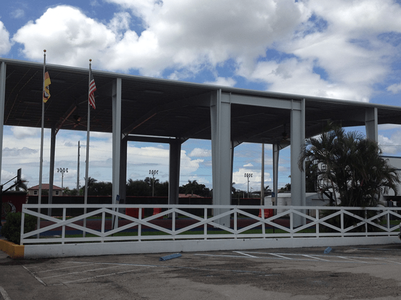 70x102, steel building airnasium, The Seminole Tribe of Florida, Howard Tiger Rec Center, recreational sports facility, White, Hollywood, Florida, United States