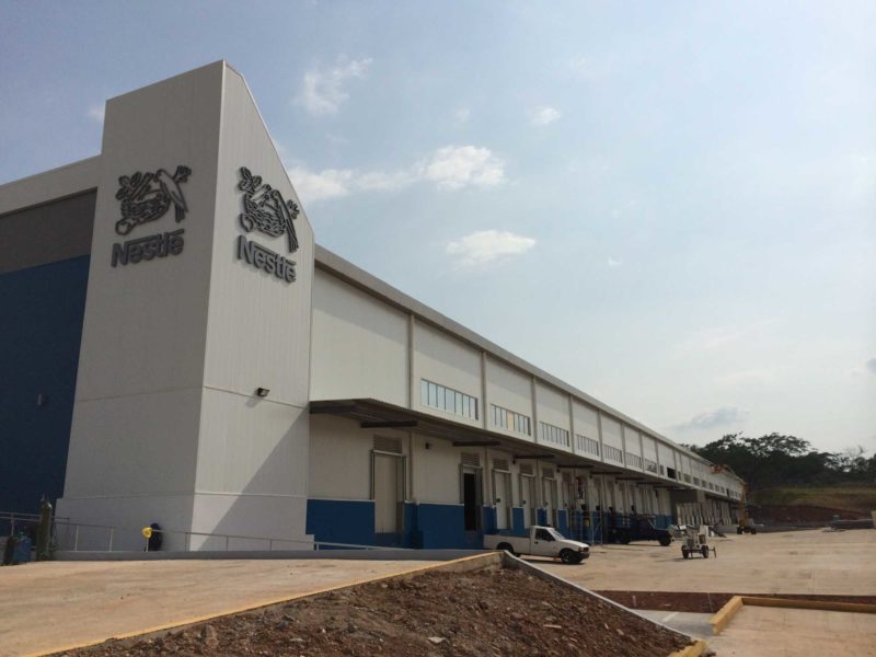 247x640 prefab commercial steel building distribution center, nestle, parque sur, panama