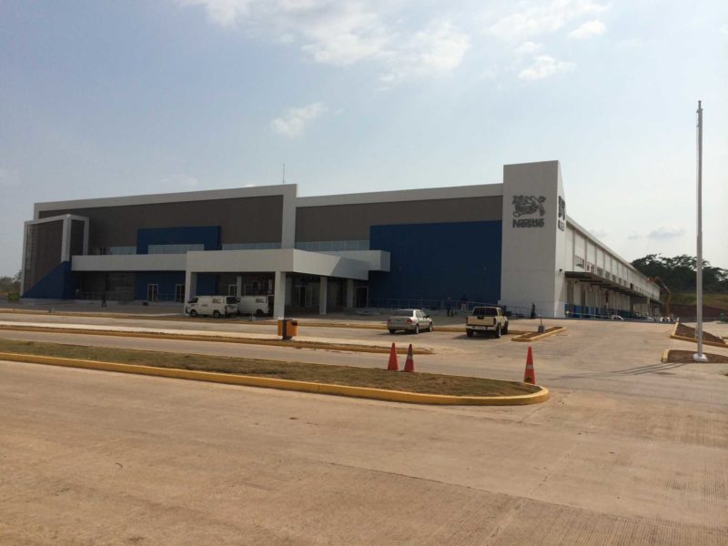 247x640 prefab commercial steel building distribution center, nestle, parque sur, panama