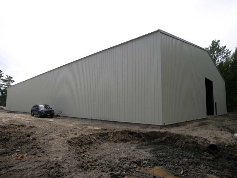 Beige 100x180x24 Agricultural Steel Building. located in Mactier, Ontario.