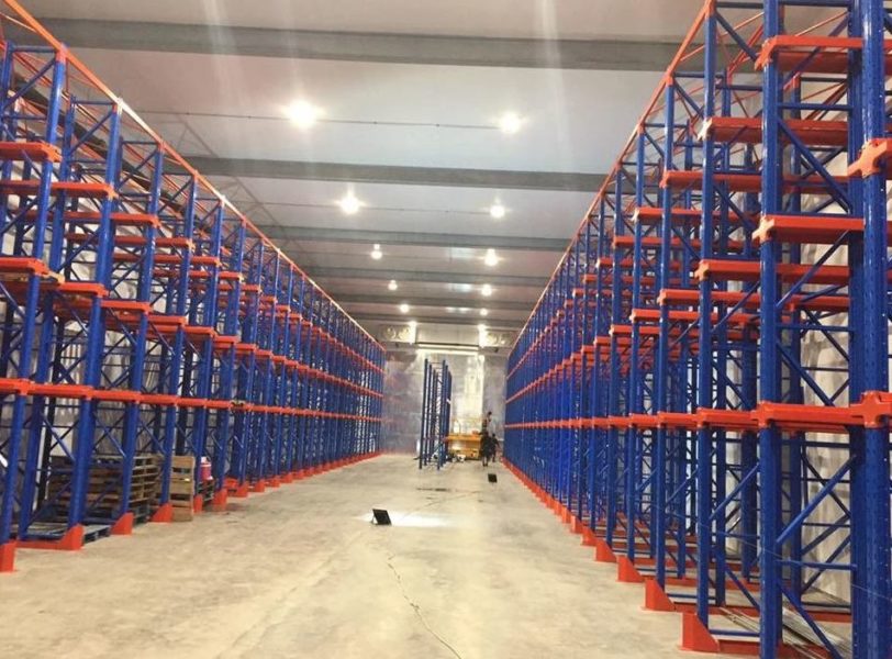 Commercial Refrigeration, cold storage warehouse with racks