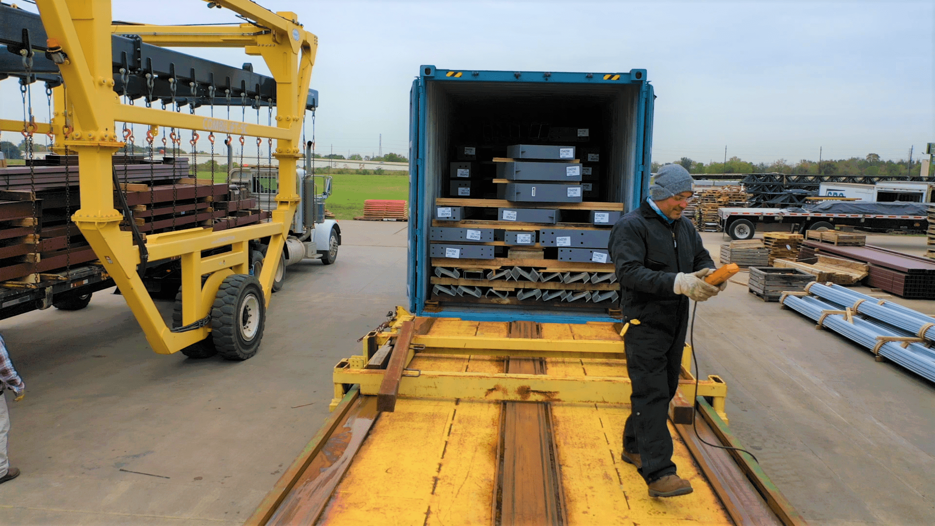 Allied Steel Building employee on jobsite for insulated metal panel construction