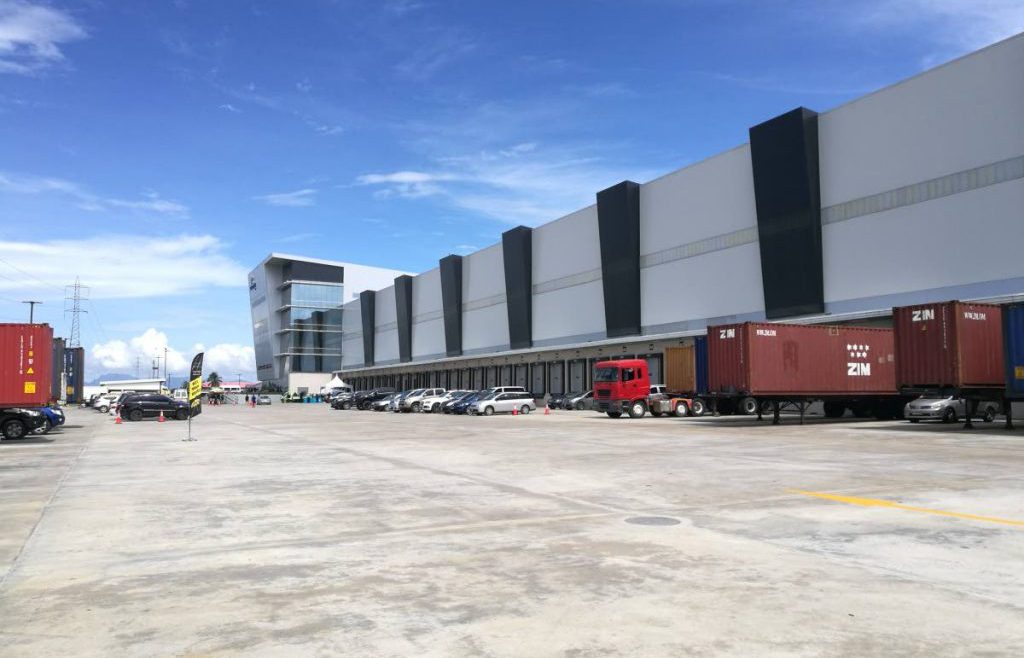 Unicomer multistory steel building warehouse, office building and distribution center located in Freeport, Trinidad