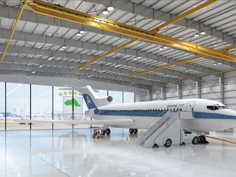 Aircraft hangars interior in Equatorial Guinea