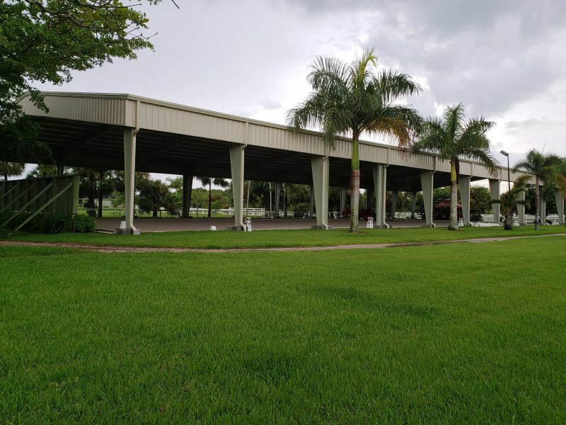 Steel building for 16,000 square foot covered riding arena in Loxahatchee, Florida
