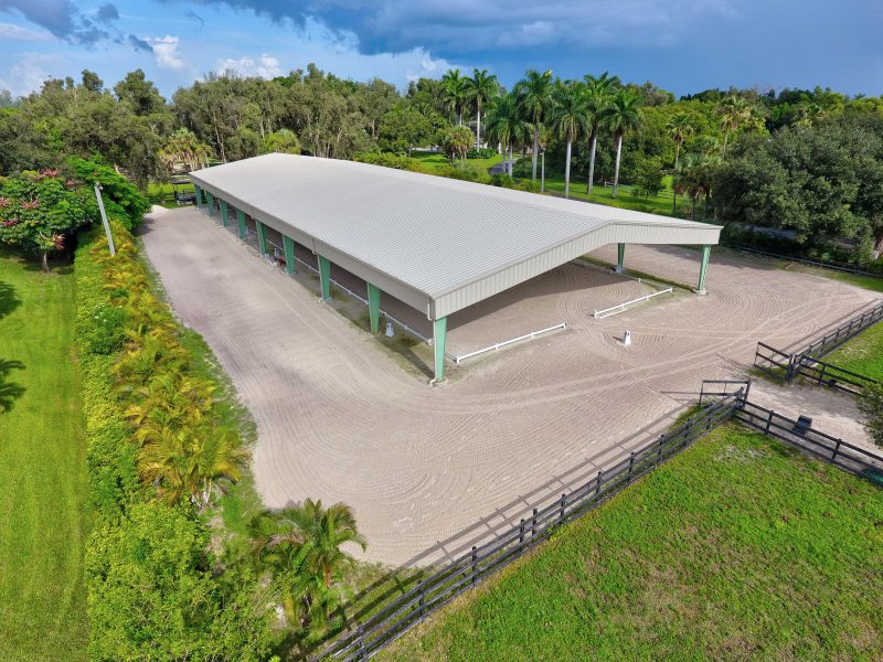 80‘ x 210‘ x 16‘ roof only metal riding arena in Southwest Ranches, Florida
