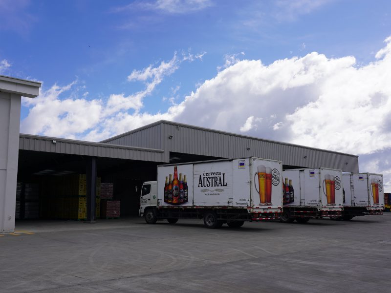 This 150‘ x 160‘ x 20‘ brewery storage with loading and unloading vehicles at this building