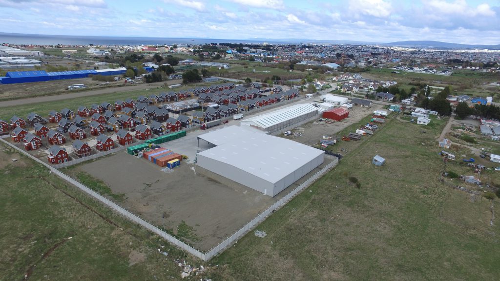 Metal building kits for brewery storage located in Punta Arenas, Chile