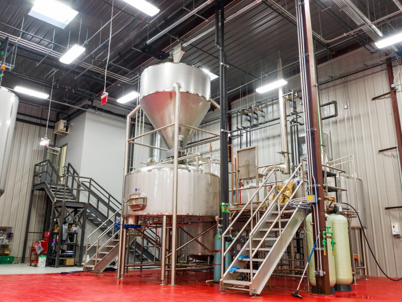 Interior of 14,000 square foot metal building for craft beer brewery