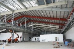 Interior of a 53,482 square foot seafood processing facility made of steel building kit located in Punta Arenas, Chile