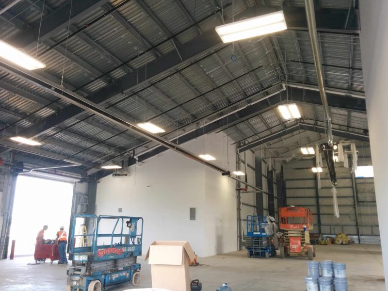 Interior of Puente Construction Enterprises industrial hangar in Dover, Delaware