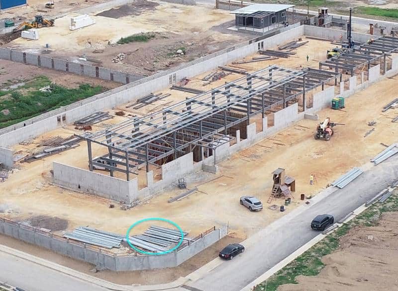 Steel Building Construction Aerial View