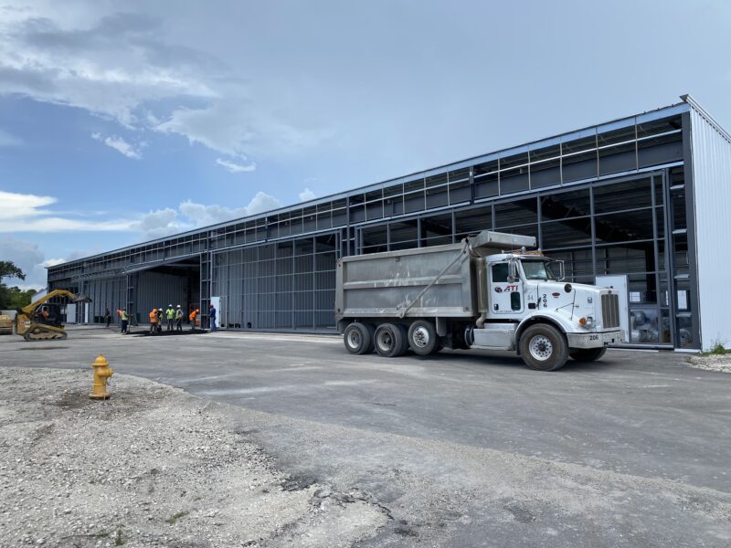 Private jet hangar, steel building…