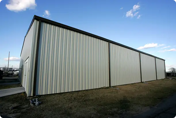 Large Allied building exterior under a blue sky